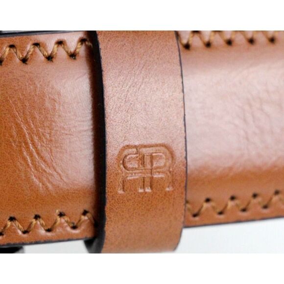 River Island TAN BROWN GENUINE LEATHER 1 1/8"Wd CASUAL DRESS BELT Sz 50 (D24 - Picture 4 of 14